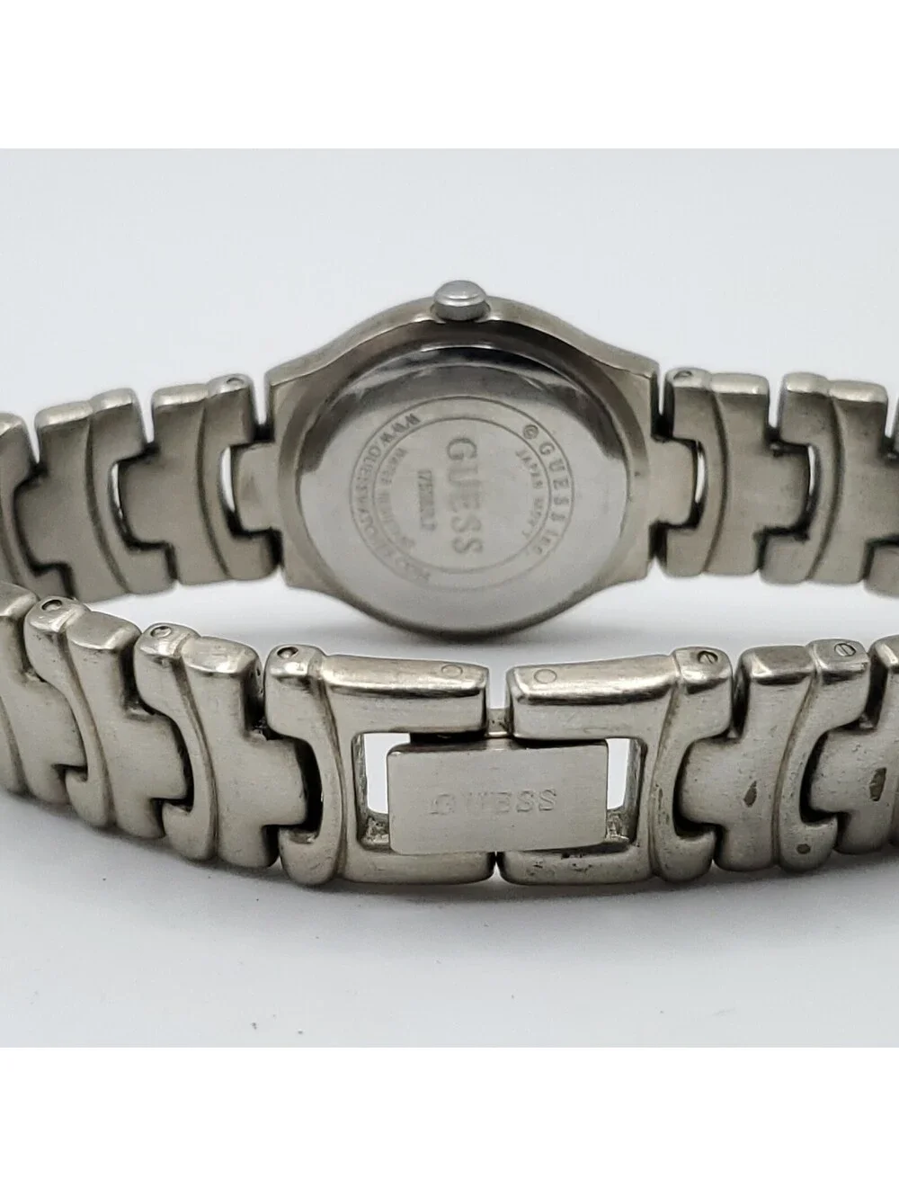 Guess Blue Dial Watch Women 22mm Silver Tone New Battery